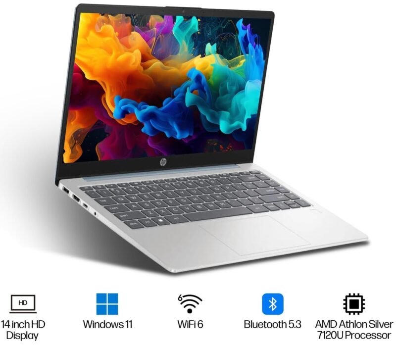 HP 14" HD, AMD Athlon Silver 7120U, 4GB RAM DDR5, 128GB M2 SSD